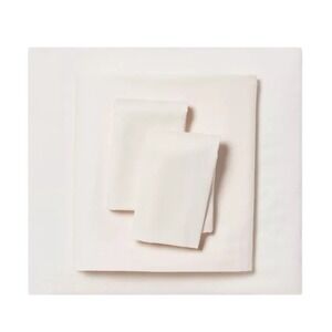 Full Easy Care Cotton Blend Sateen Sheet Set Ivory 4 Piece Bedding